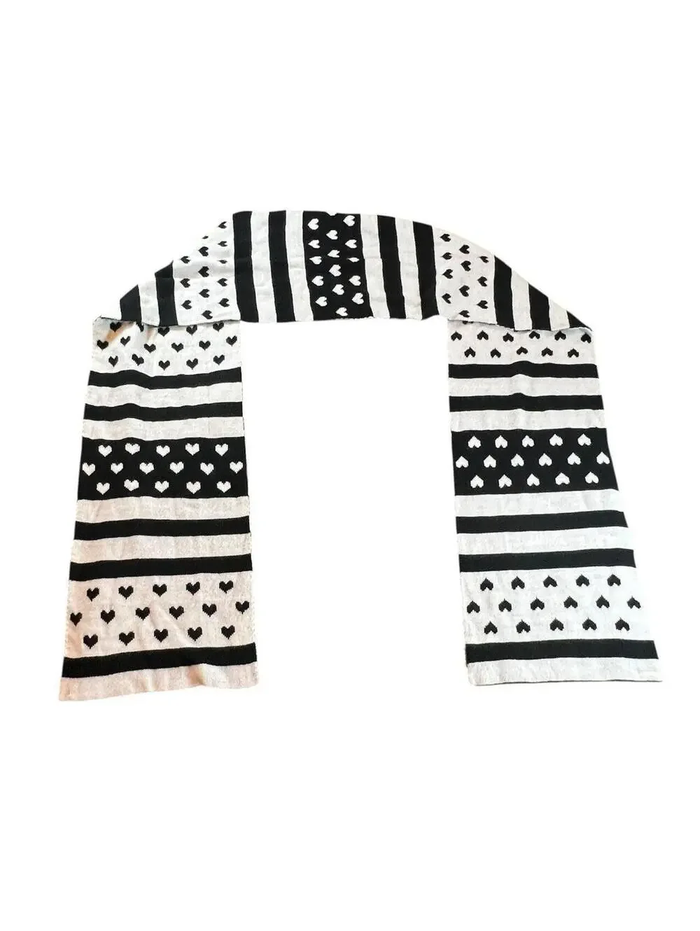 Black + White Heart Scarf